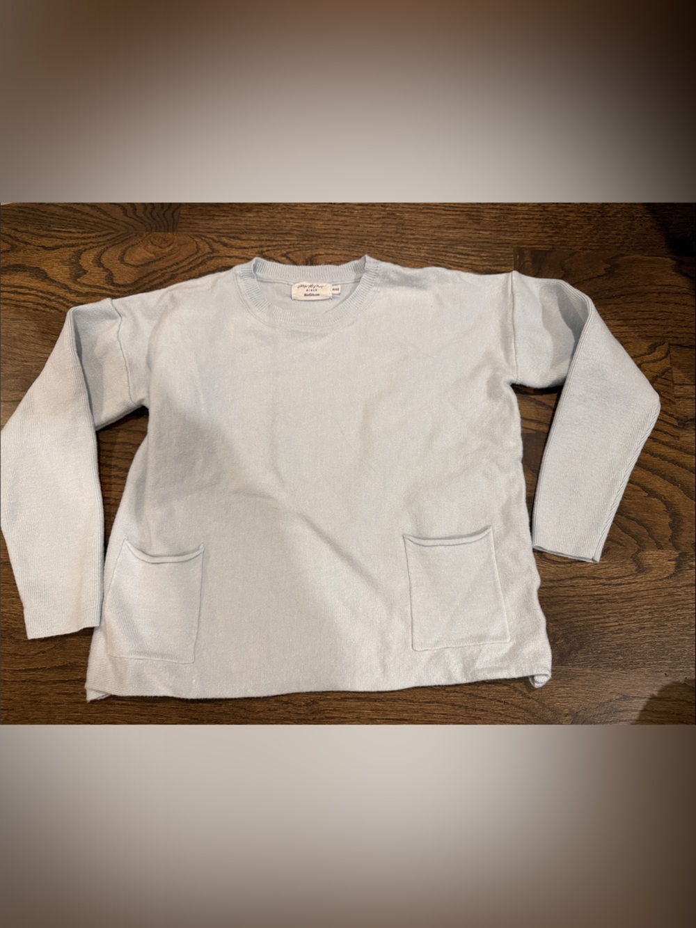 Shop the Mint Girls Light Blue Crewneck Pocket Sweater size 8/10